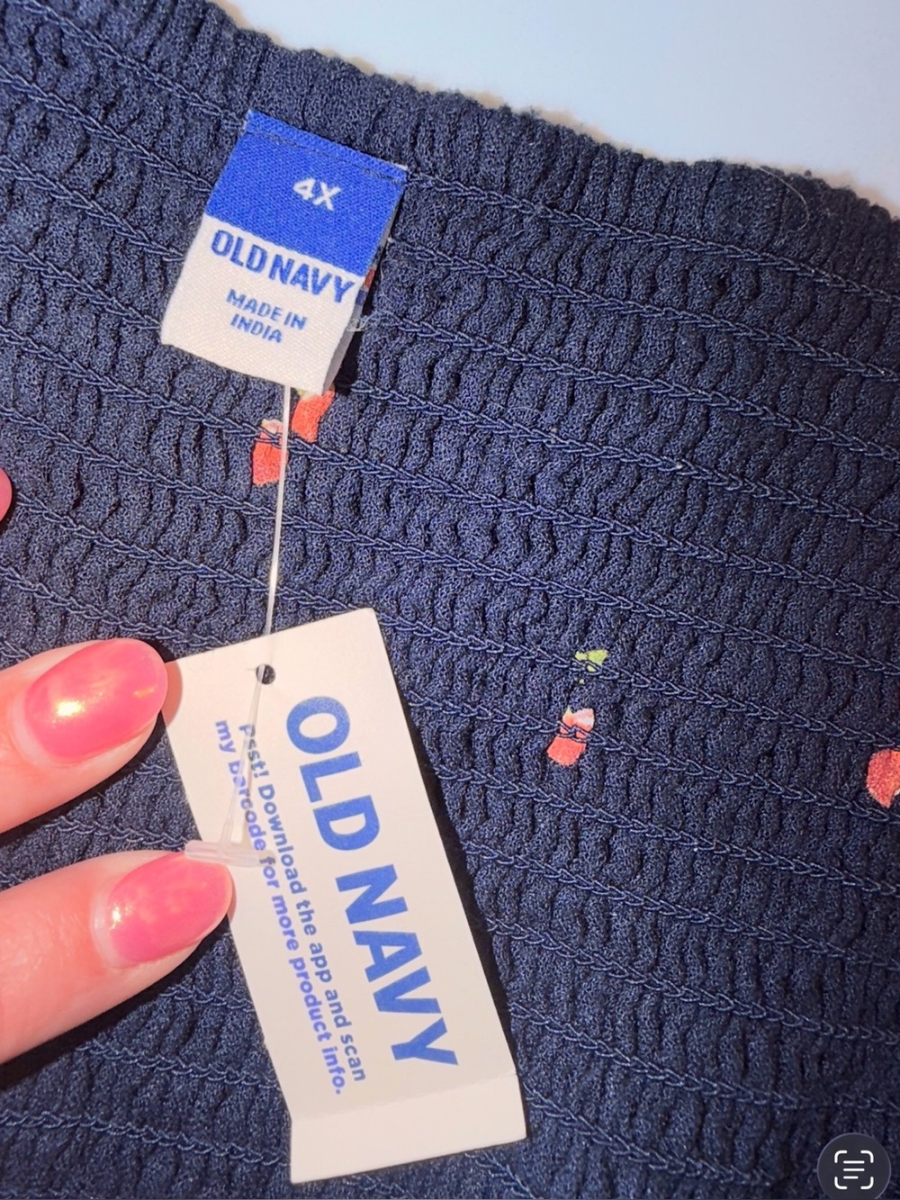 NWT Old Navy 4X Navy Cherry Print Fit & Flare Crepe Mini Dress Pockets - Picture 3 of 4